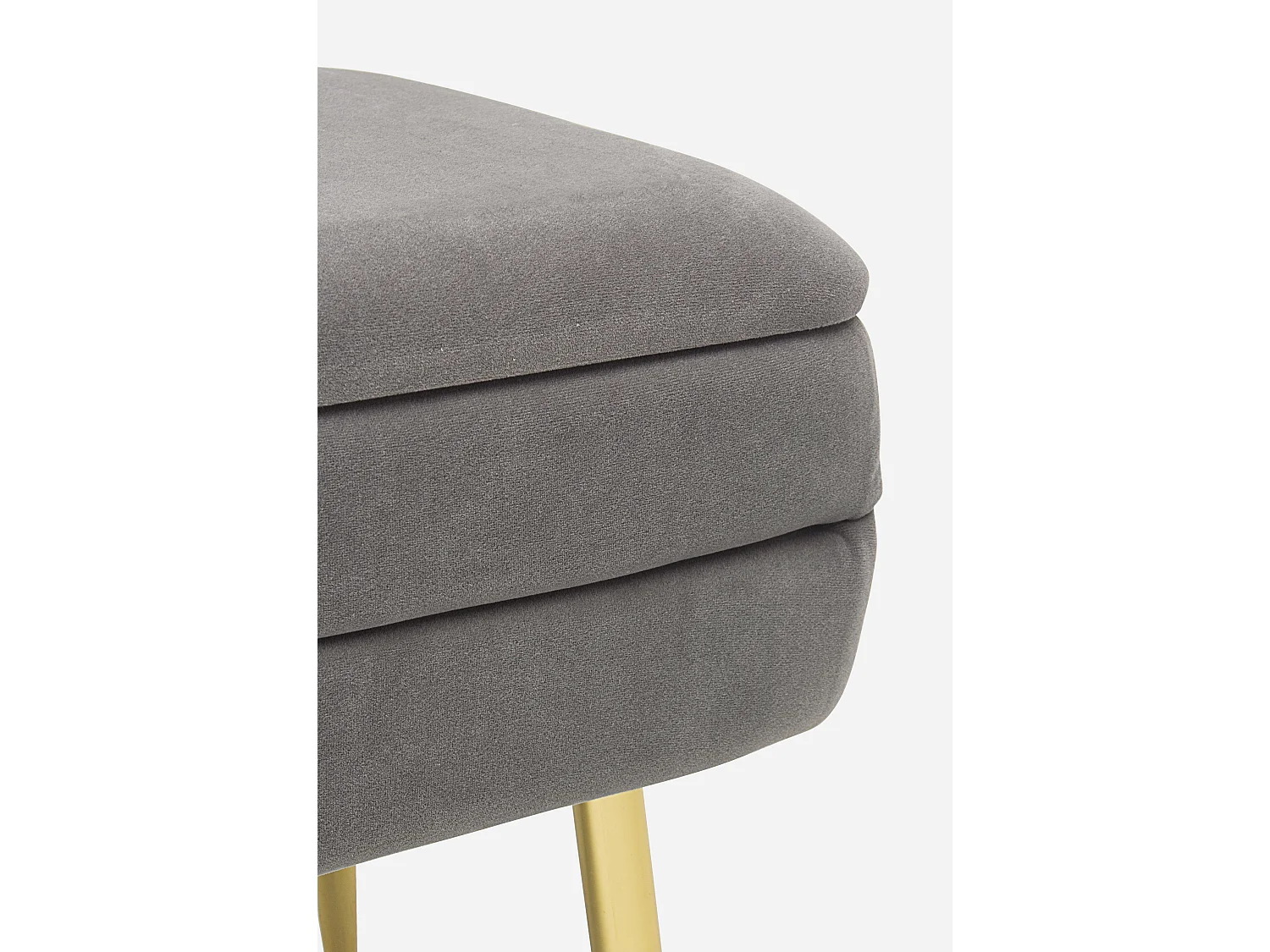 Banc coffre en velours sur pieds acier doré Pakia-Couleur Gris