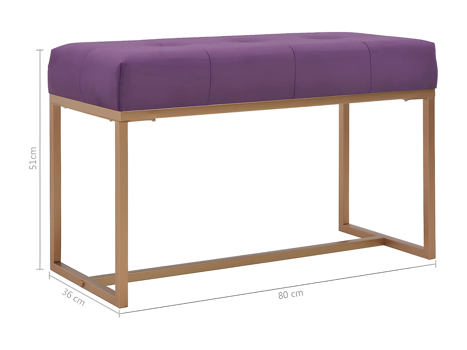 Banc 80cm Violet Velours