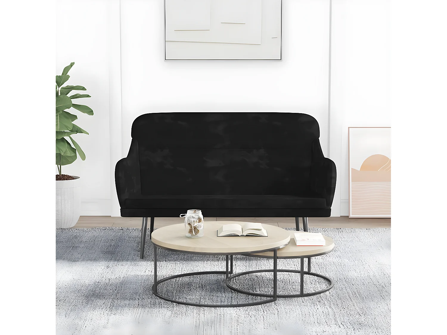 Banc Noir 110x76x80 Velours