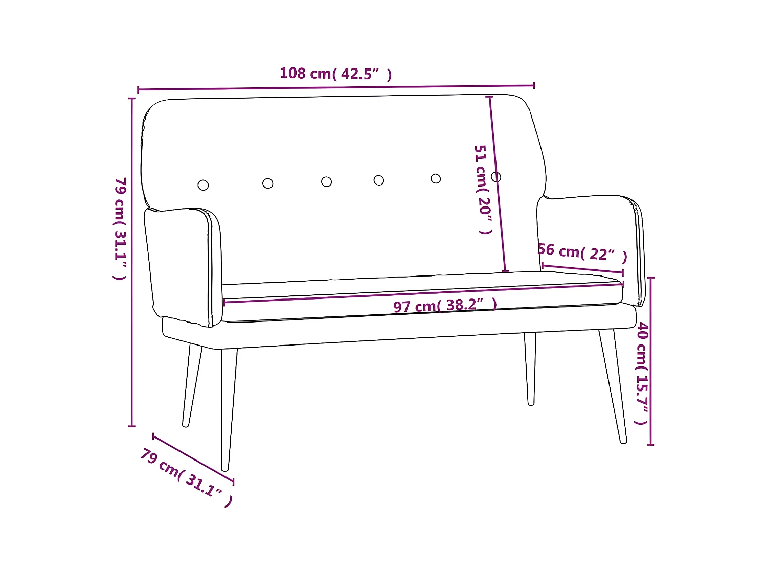 Banc Jaune 108x79x79 Velours