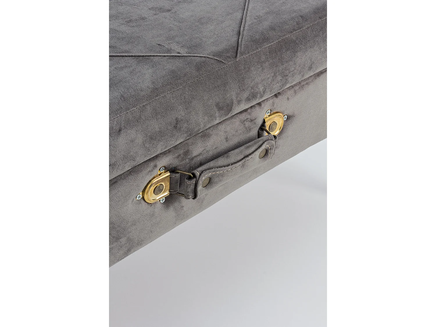 Banc coffre bois MDF gris et pieds acier doré Polia - Lot de 2