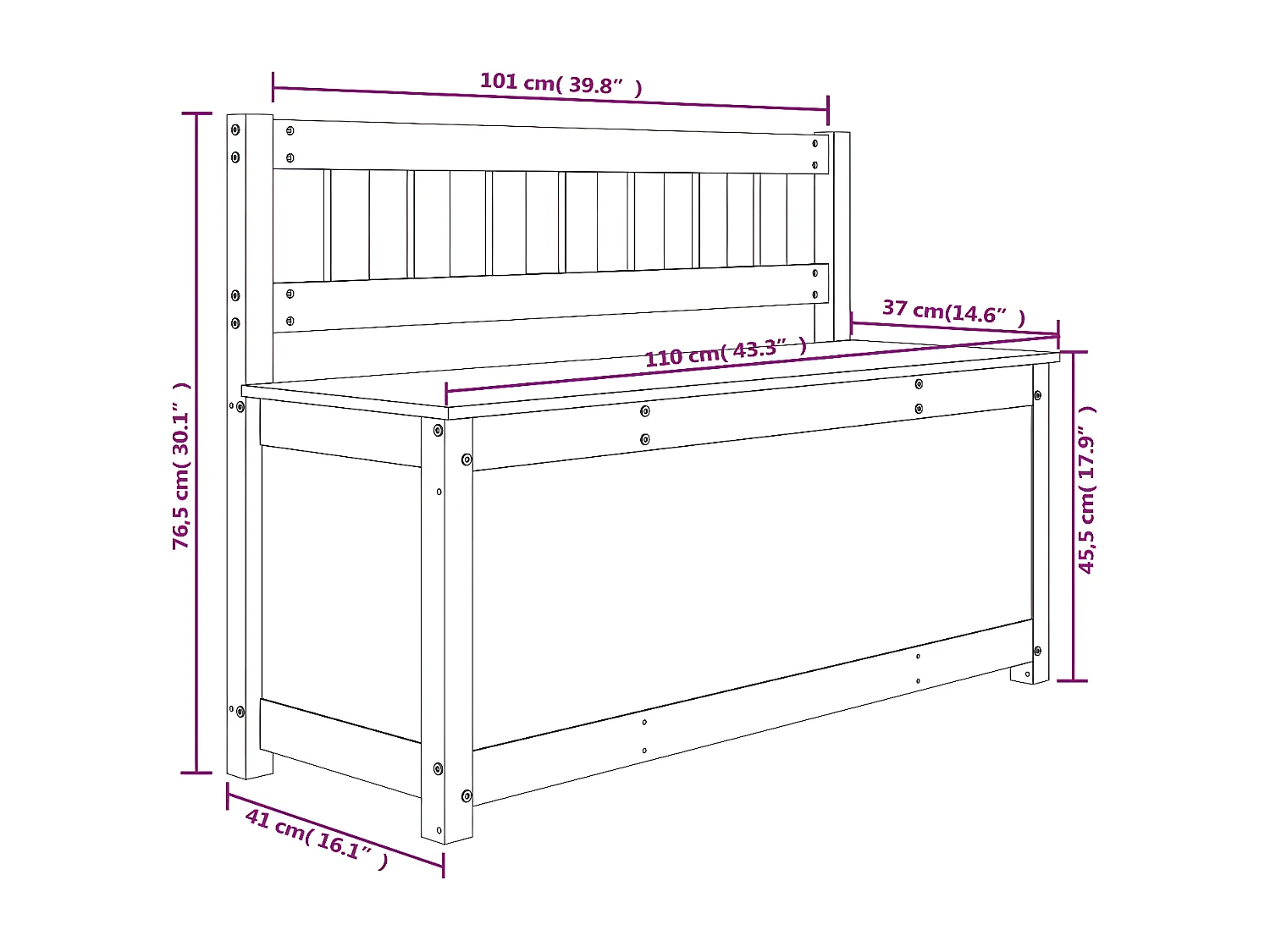 Banc 110x41x76,5 Bois de pin massif