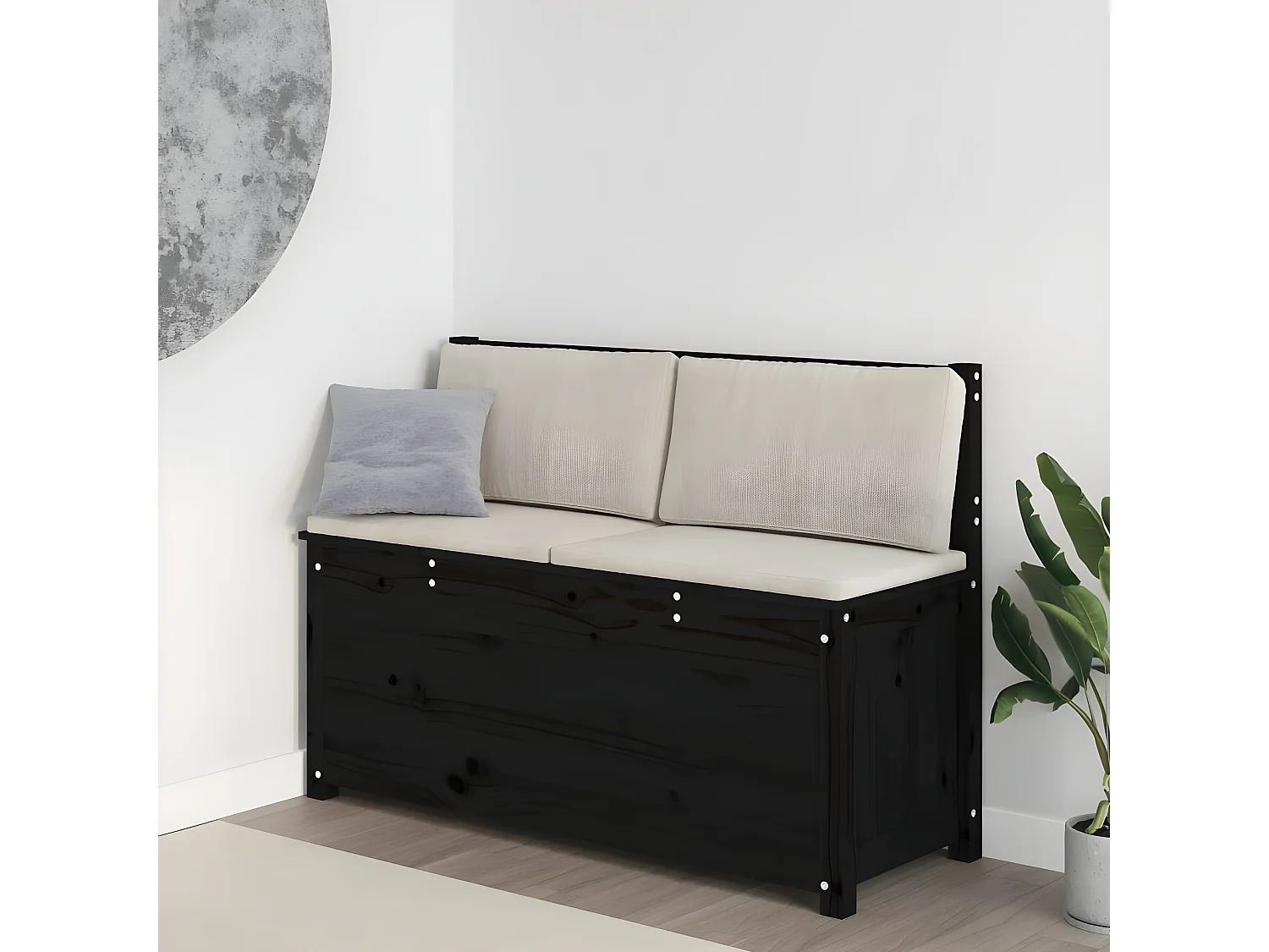 Banc Noir 110x41x76,5 Bois de pin massif