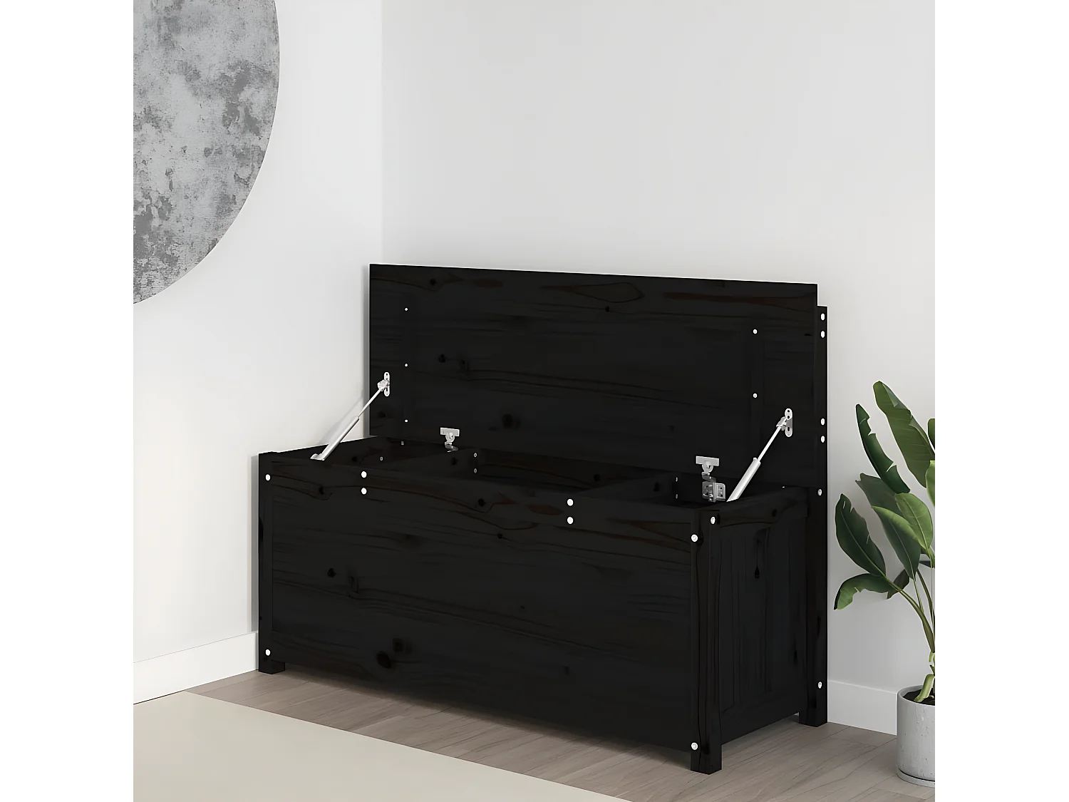 Banc Noir 110x41x76,5 Bois de pin massif