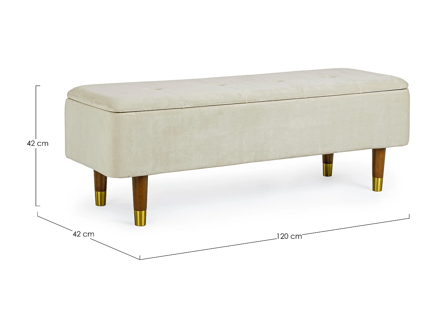 Banc coffre 2 places bois MDF et tissu blanc Kinia L 120cm