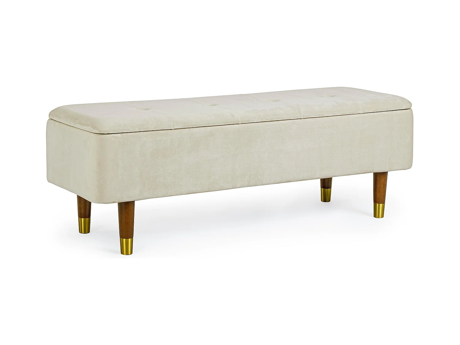 Banc coffre 2 places bois MDF et tissu blanc Kinia L 120cm