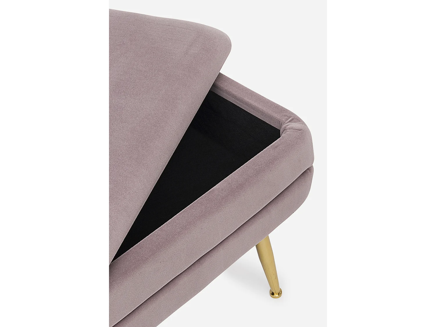 Banc coffre en velours sur pieds acier doré Pakia-Couleur Rose poudré