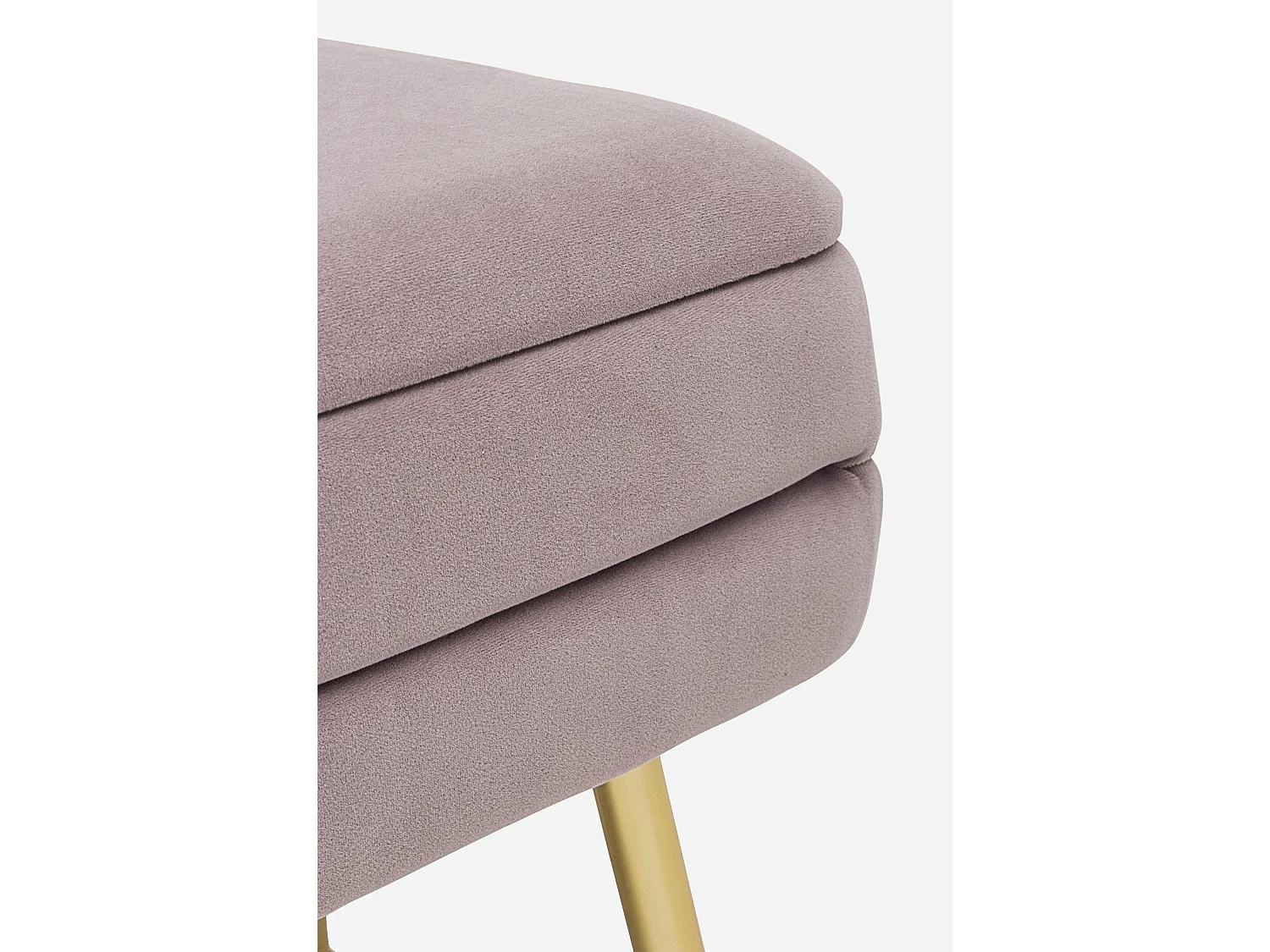 Banc coffre en velours sur pieds acier doré Pakia-Couleur Rose poudré