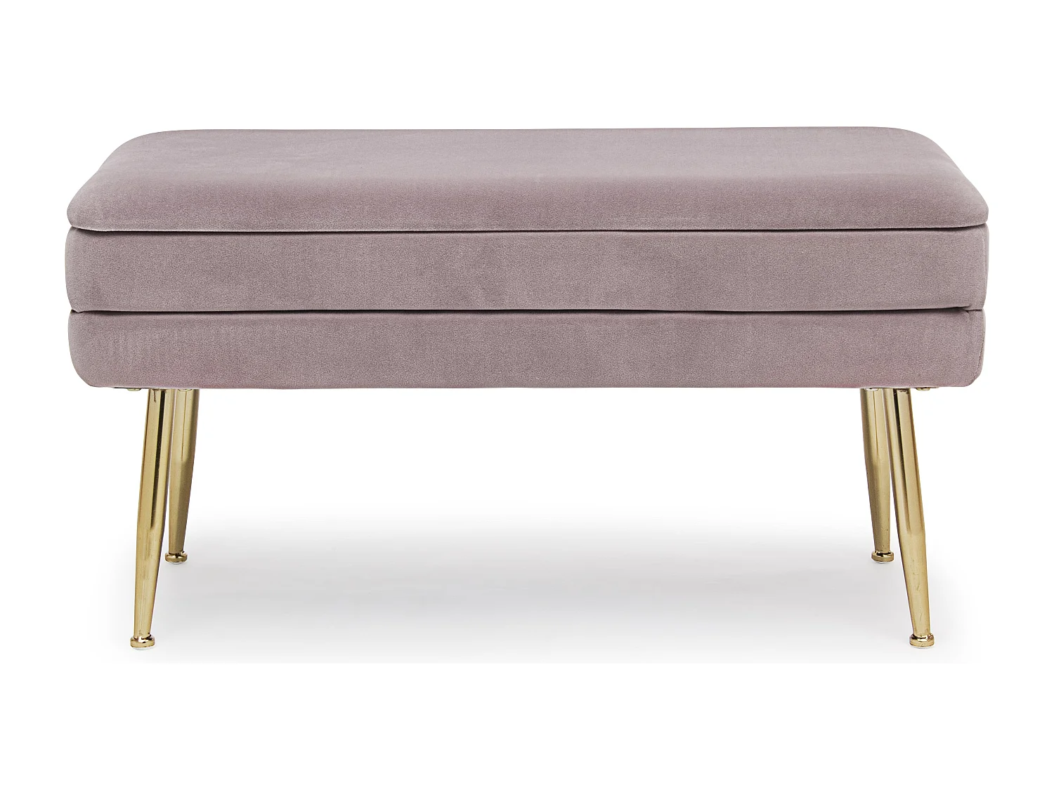 Banc coffre en velours sur pieds acier doré Pakia-Couleur Rose poudré