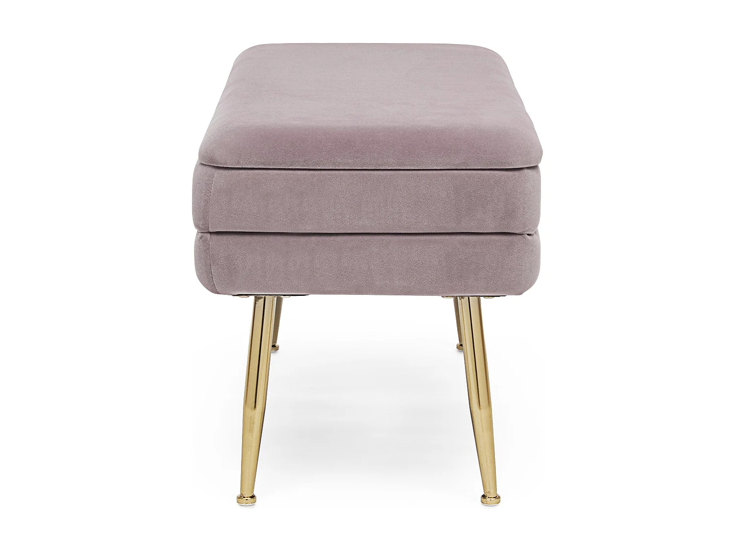 Banc coffre en velours sur pieds acier doré Pakia-Couleur Rose poudré