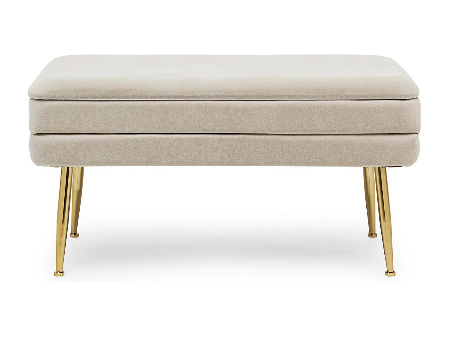 Banc coffre en velours sur pieds acier doré Pakia-Couleur Rose poudré