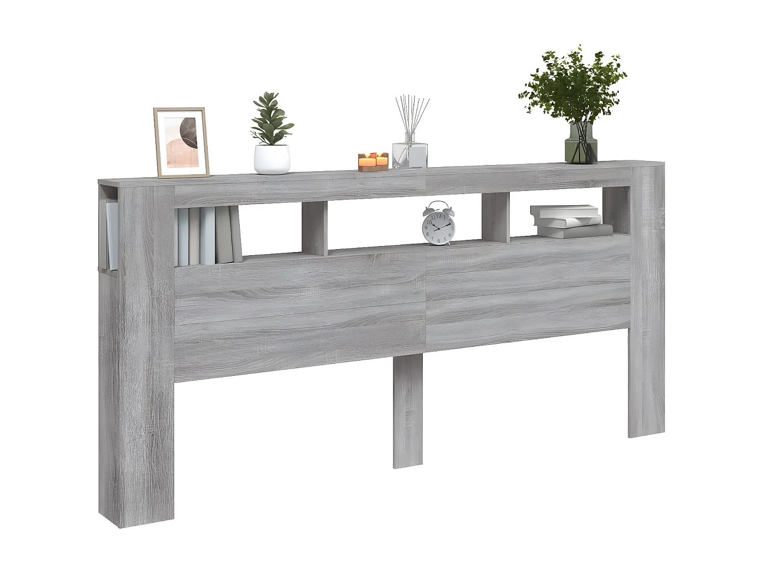 Tête de lit à LED sonoma gris 220x18,5x103,5 bois ingénierie