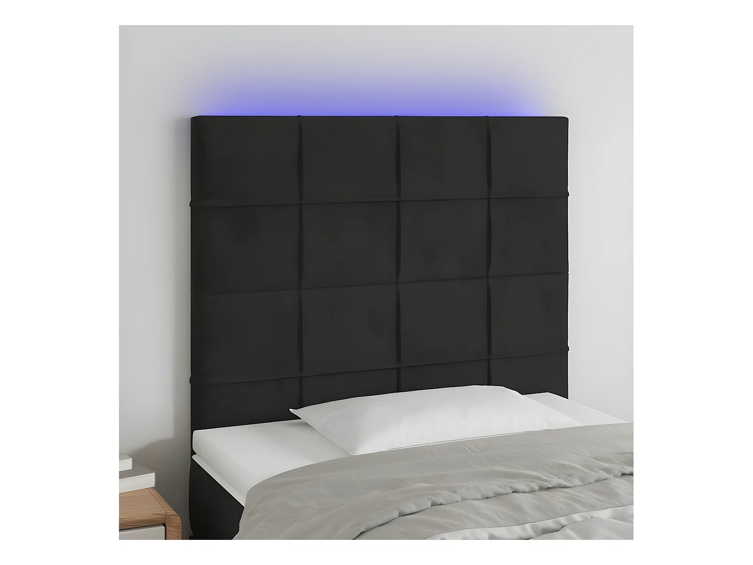 Tête de lit à LED Noir 100x5x118-128 Velours