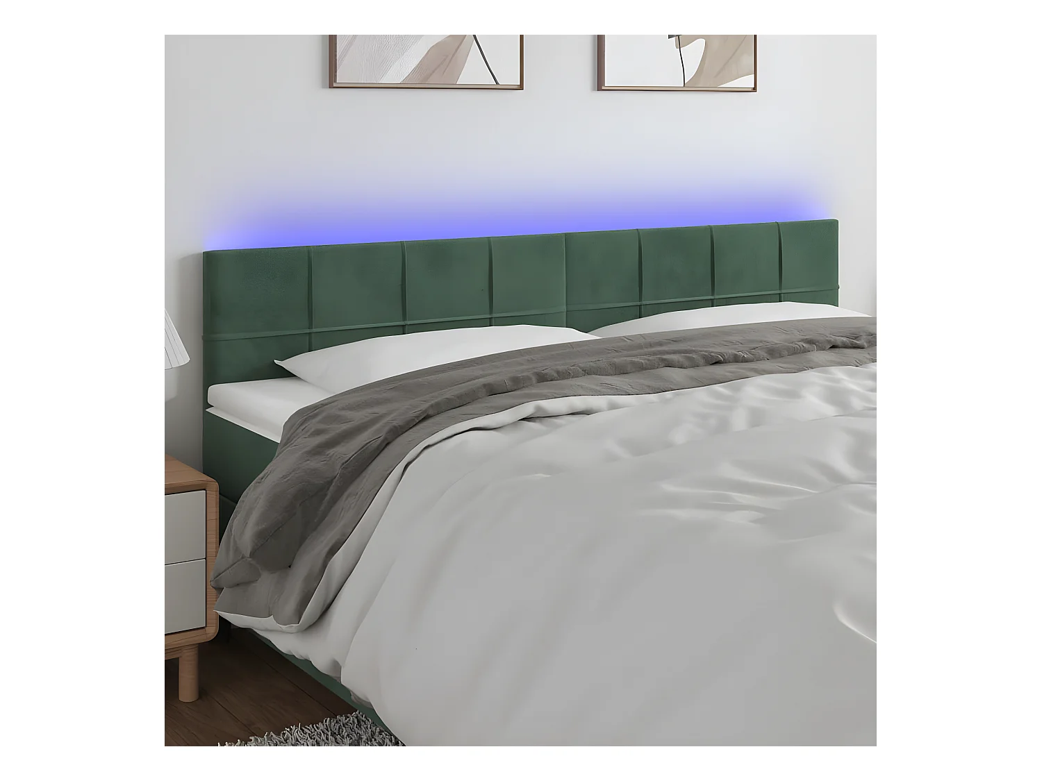 Tête de lit à LED Vert foncé 200x5x78-88 Velours