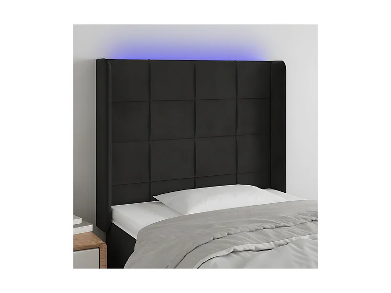Tête de lit à LED Noir 103x16x118-128 Velours