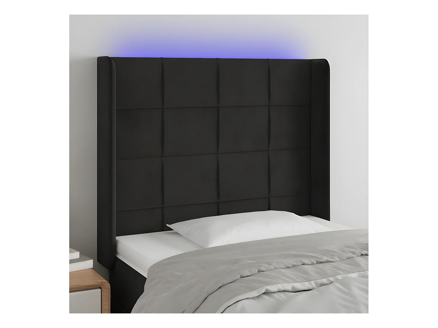 Tête de lit à LED Noir 103x16x118-128 Velours