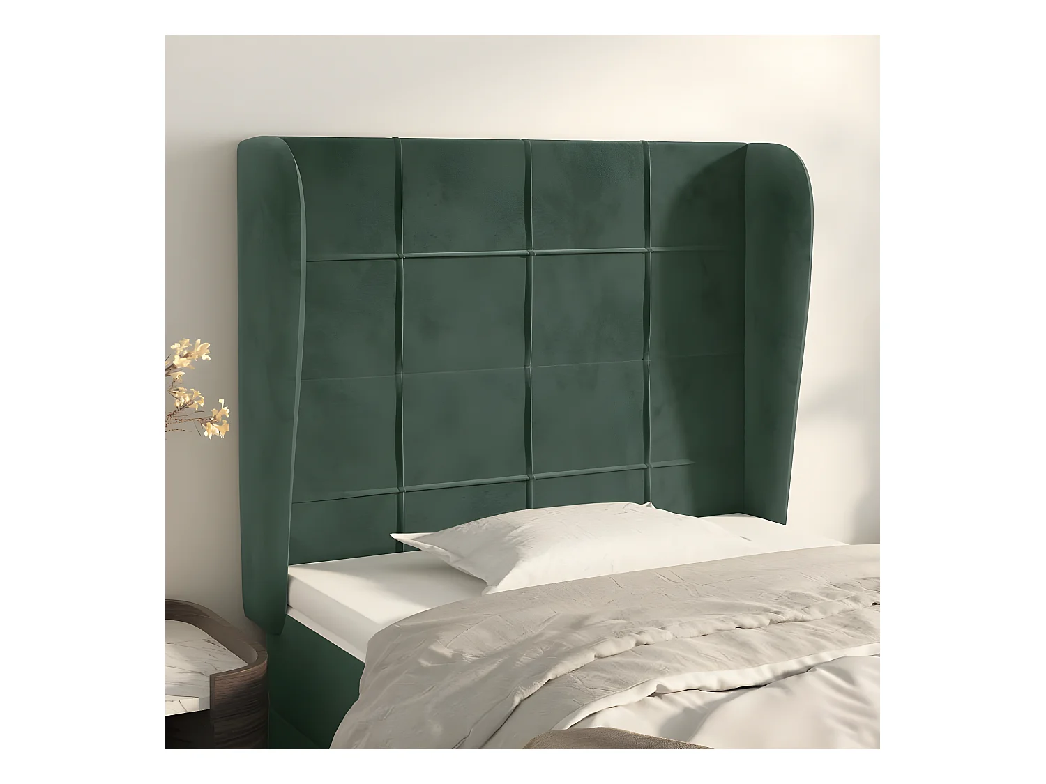 Tête de lit avec oreilles Vert foncé 103x23x118-128 Velours