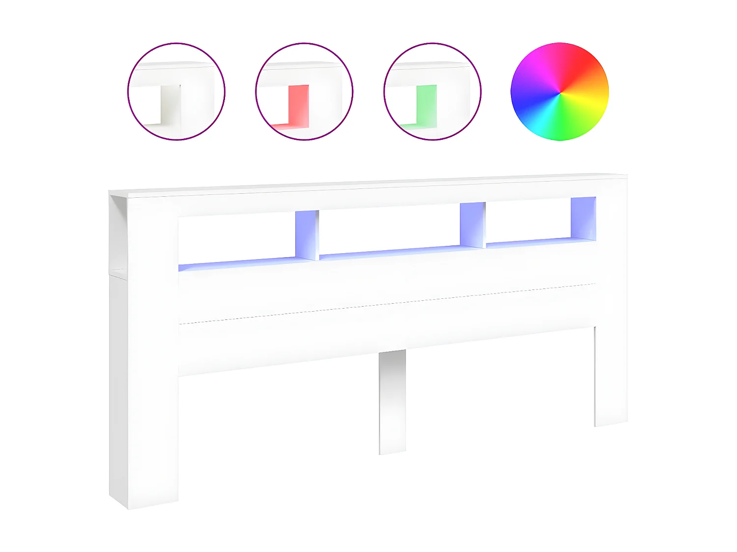 Tête de lit à LED blanc 220x18,5x103,5 bois d'ingénierie