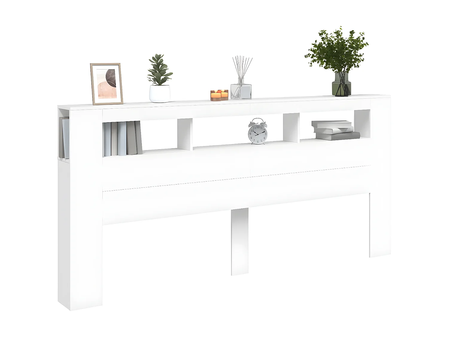 Tête de lit à LED blanc 220x18,5x103,5 bois d'ingénierie