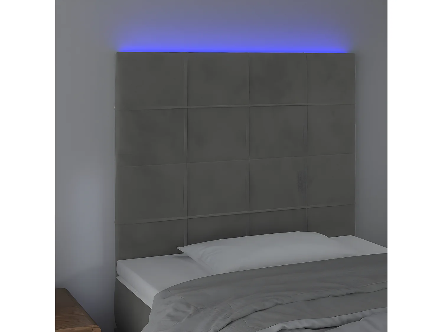 Tête de lit à LED Gris clair 100x5x118-128 Velours
