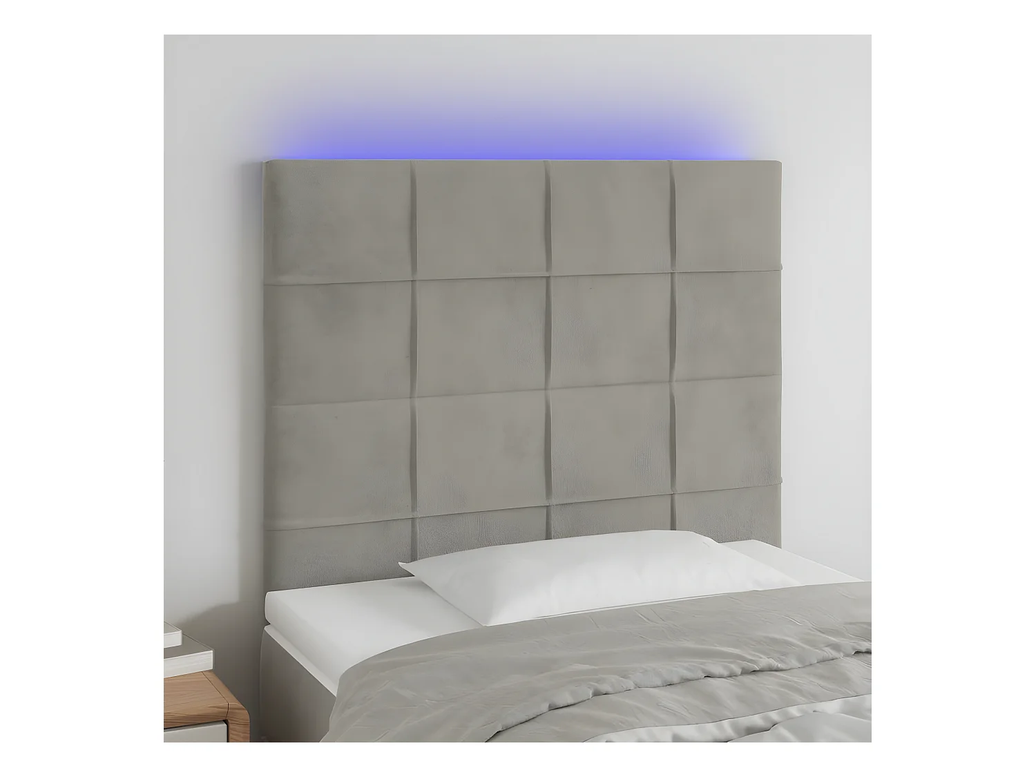 Tête de lit à LED Gris clair 100x5x118-128 Velours
