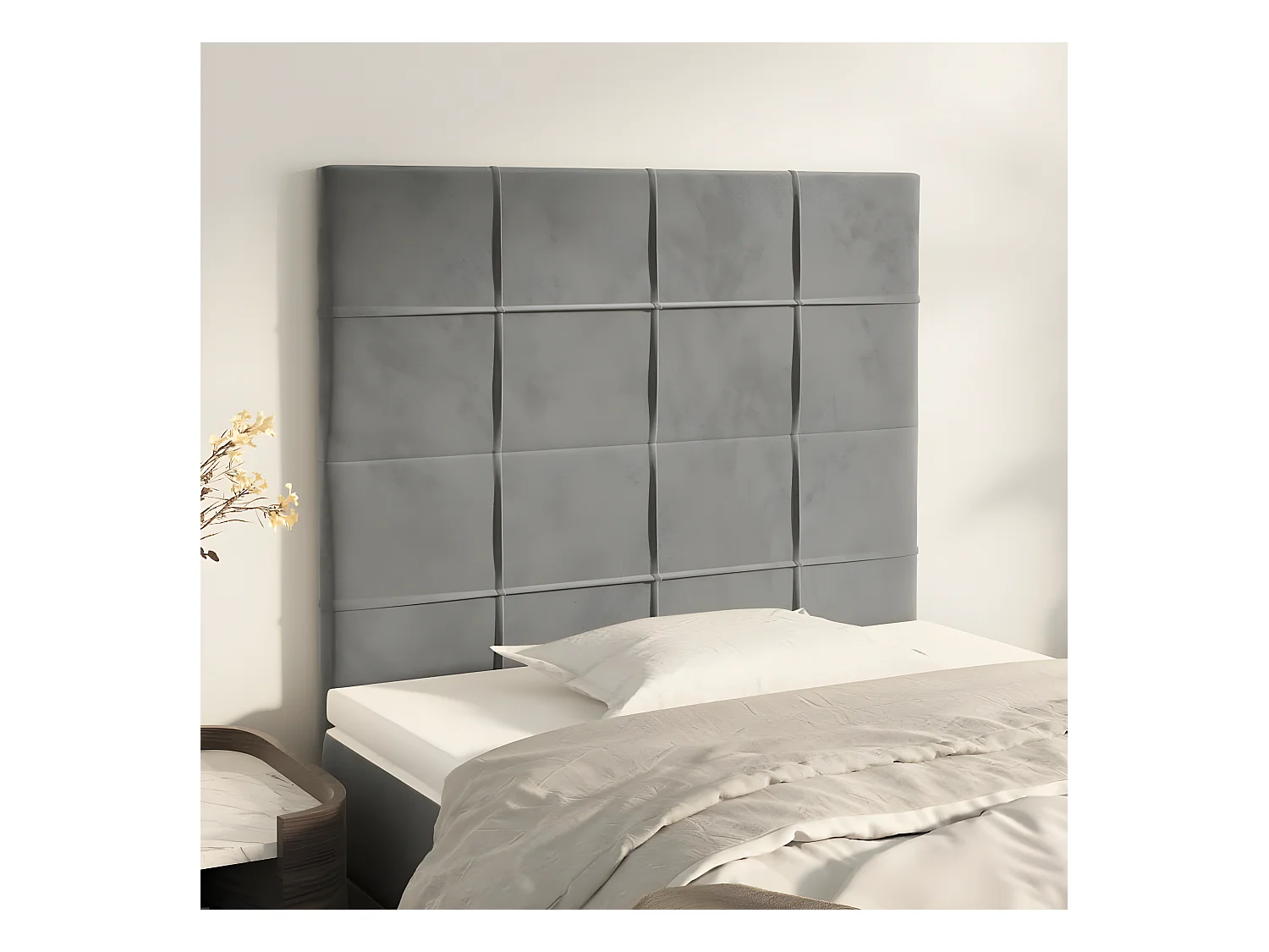 Têtes de lit 2 pcs Gris clair 100x5x78-88 Velours