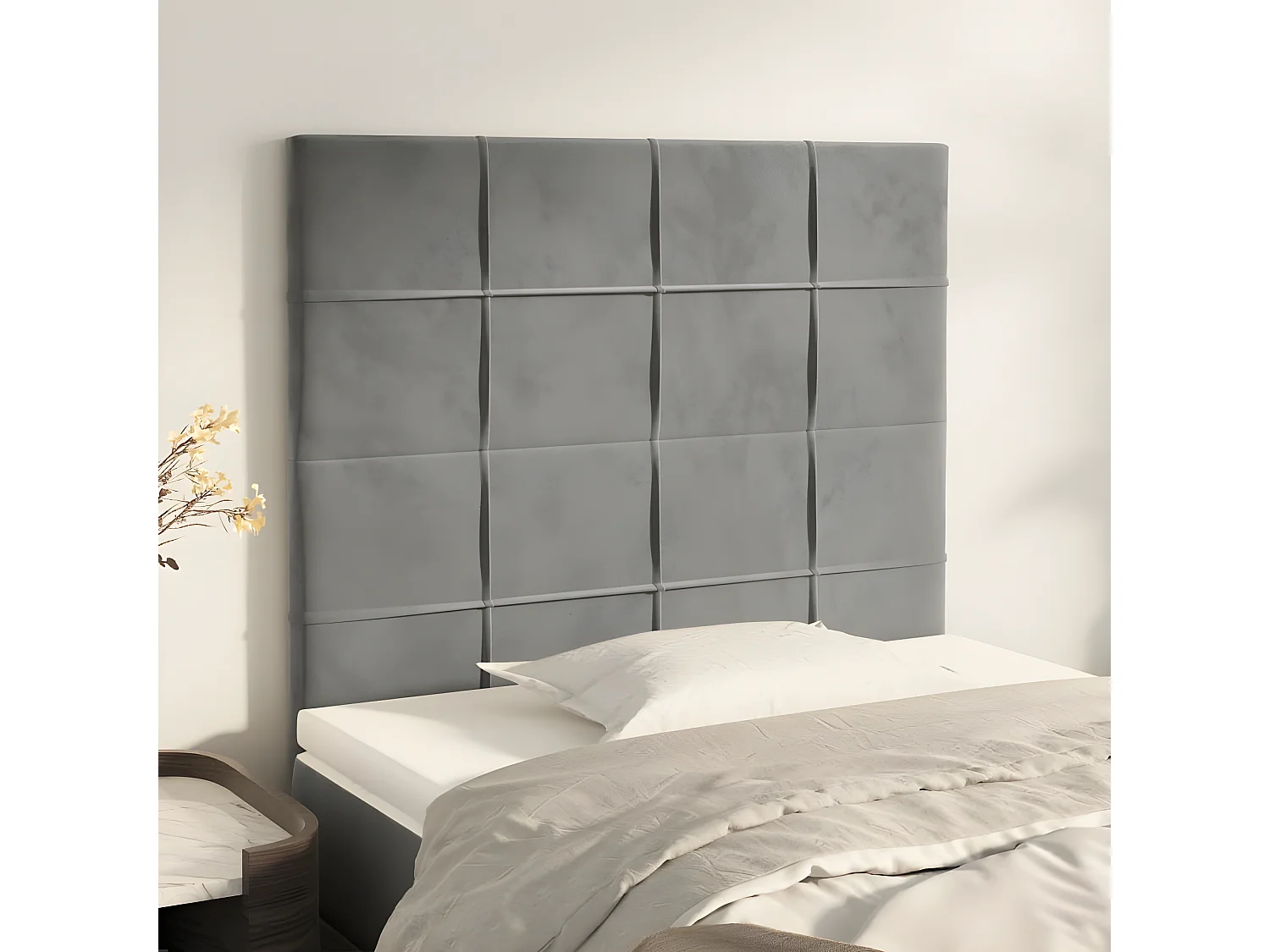 Têtes de lit 2 pcs Gris clair 100x5x78-88 Velours