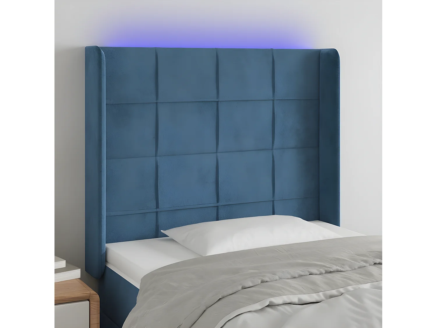 Tête de lit à LED Bleu foncé 103x16x118-128 Velours
