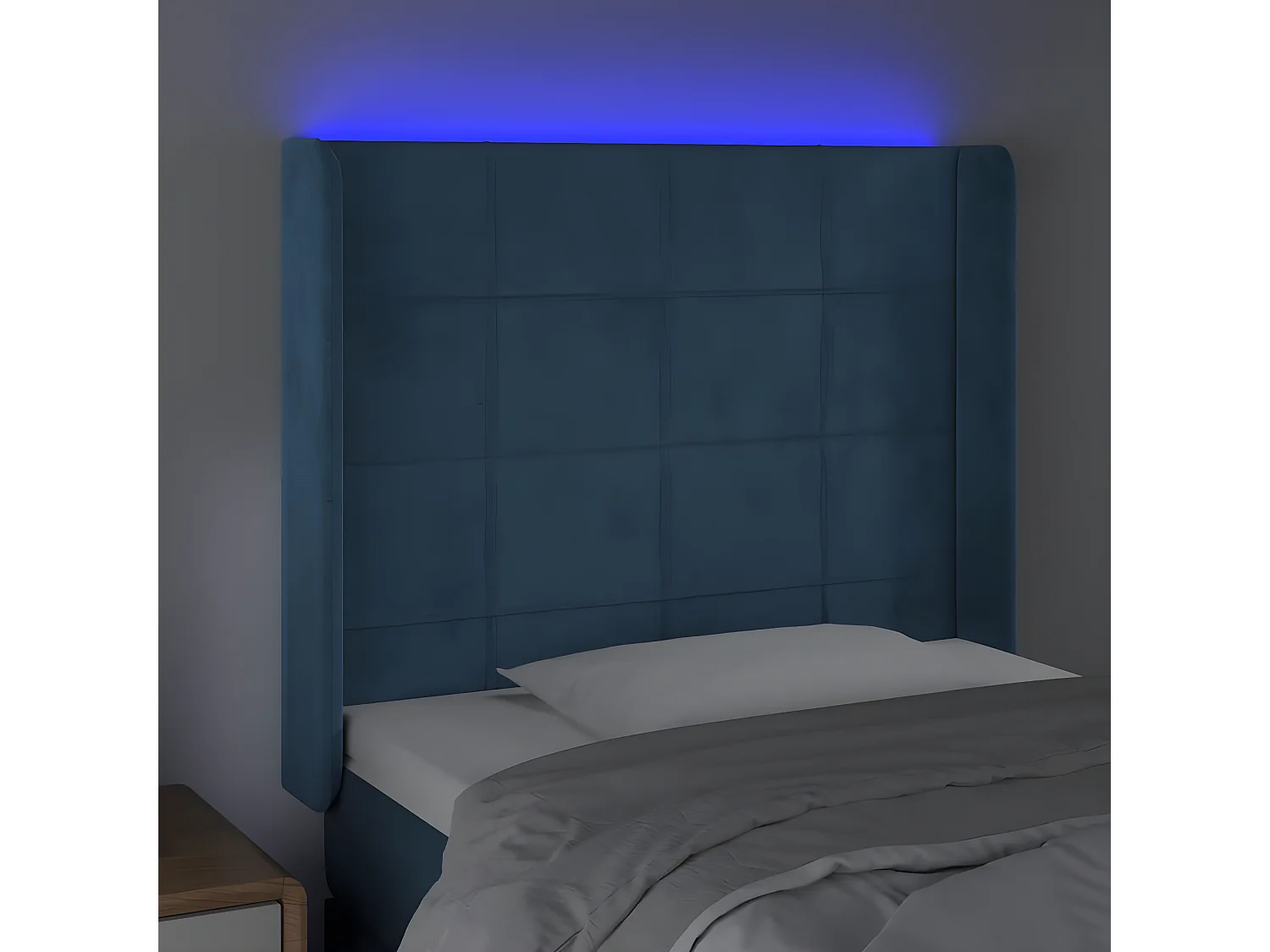 Tête de lit à LED Bleu foncé 103x16x118-128 Velours