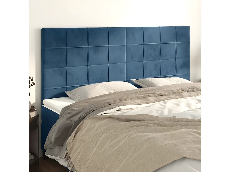 Têtes de lit 4 pcs Bleu foncé 100x5x78-88 Velours