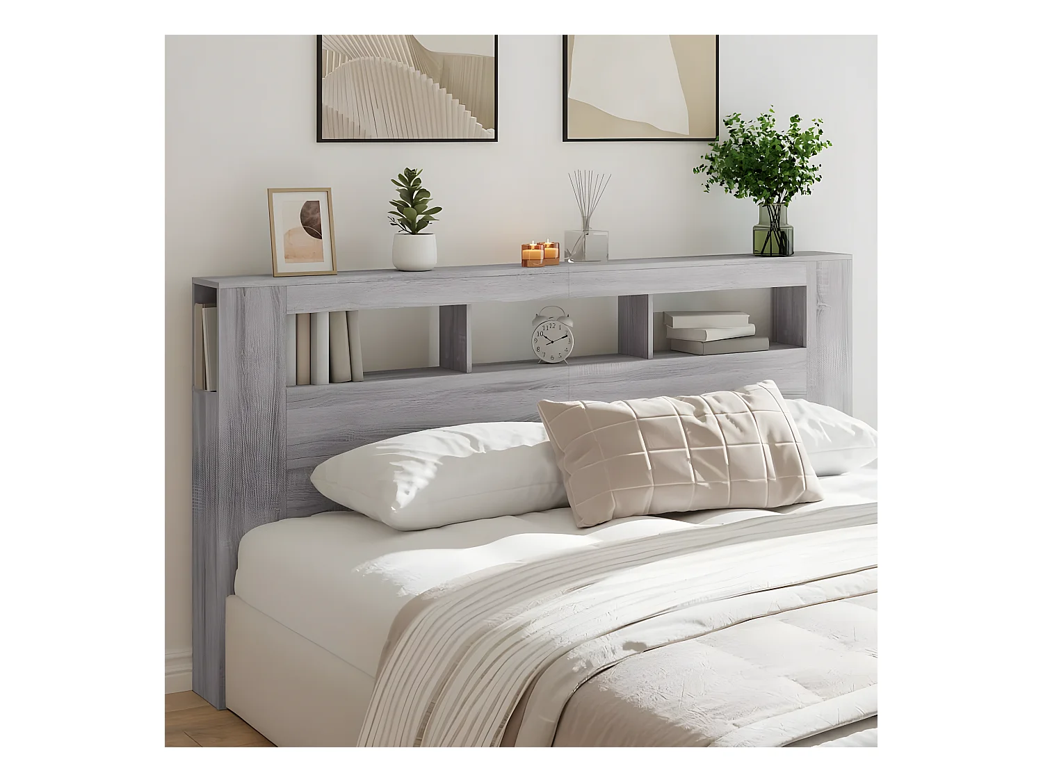 Tête de lit à LED sonoma gris 200x18,5x103,5 bois ingénierie