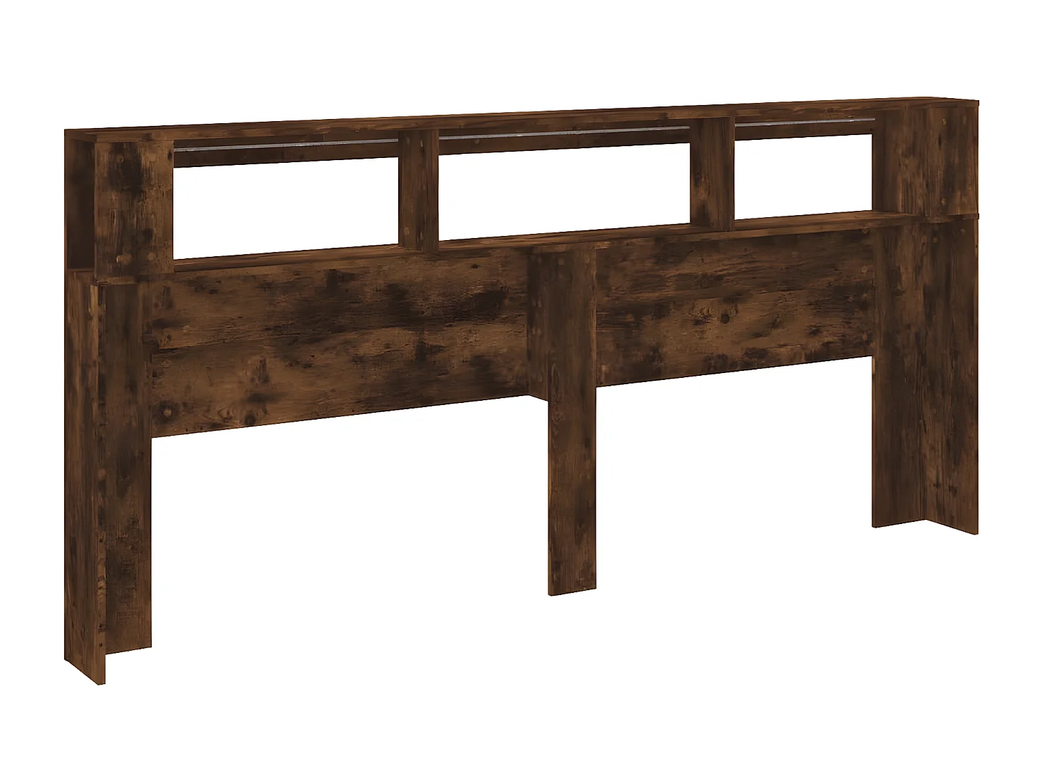 Tête de lit à LED chêne fumé 220x18,5x103,5 bois d'ingénierie