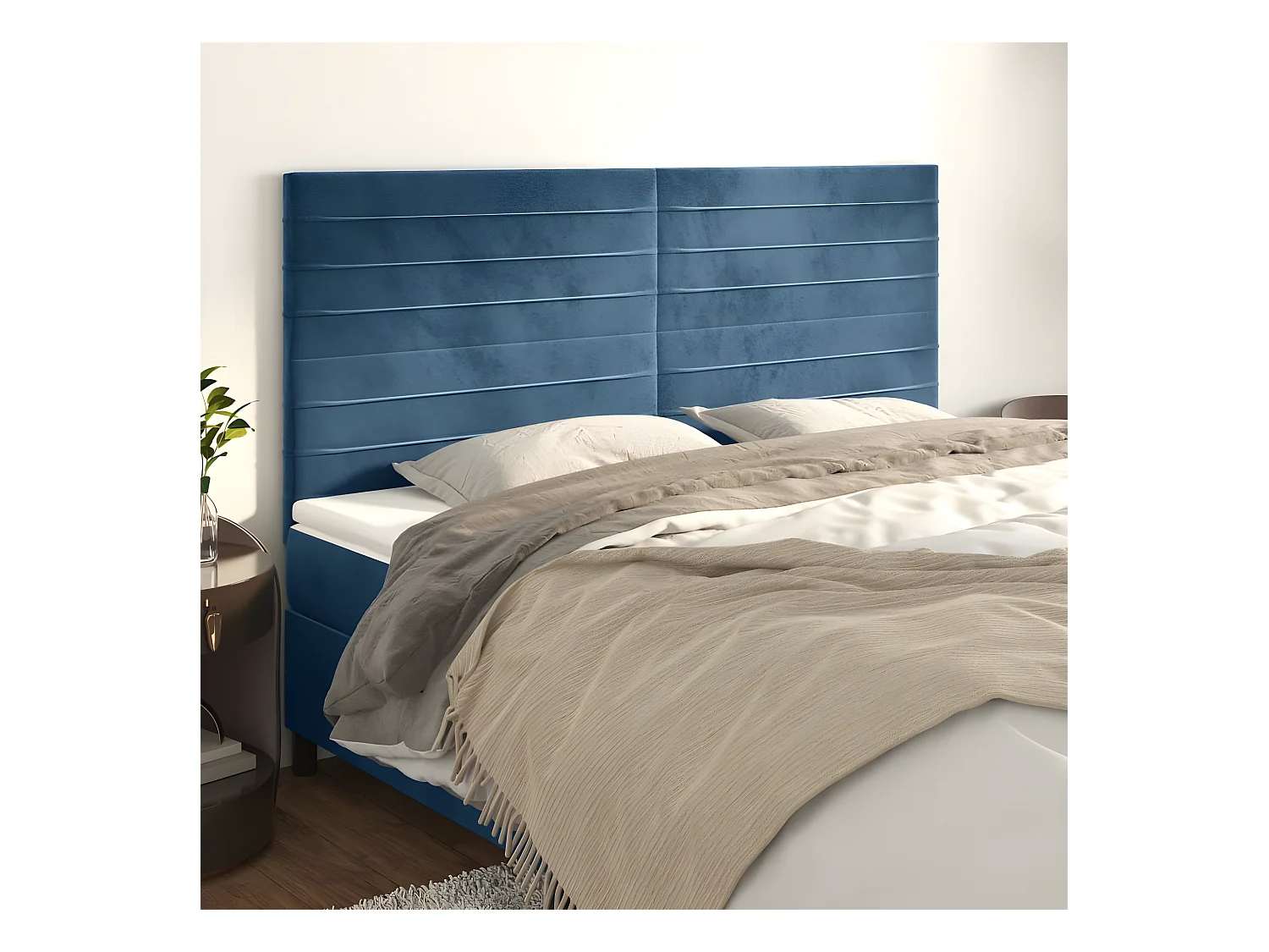 Têtes de lit 4 pcs Bleu foncé 80x5x78-88 Velours