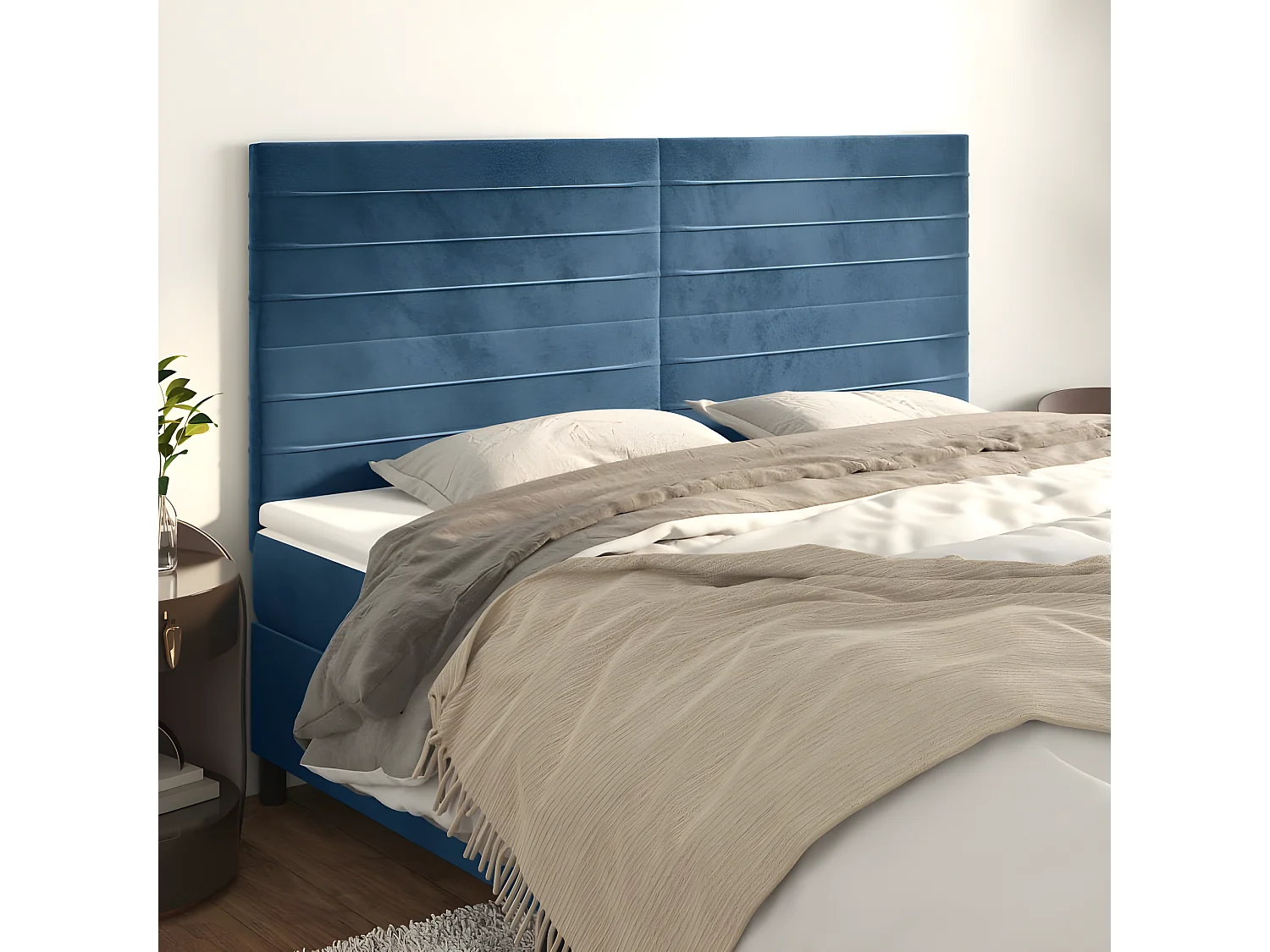 Têtes de lit 4 pcs Bleu foncé 80x5x78-88 Velours