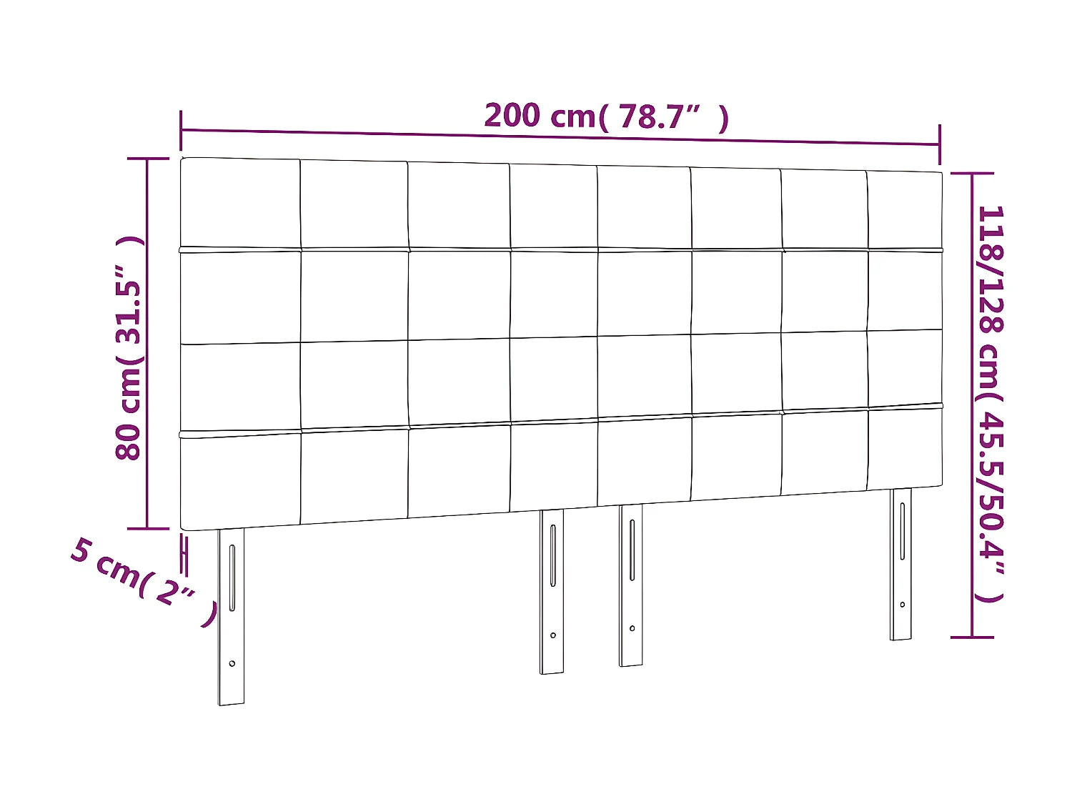 Tête de lit à LED Vert foncé 200x5x118-128 Velours