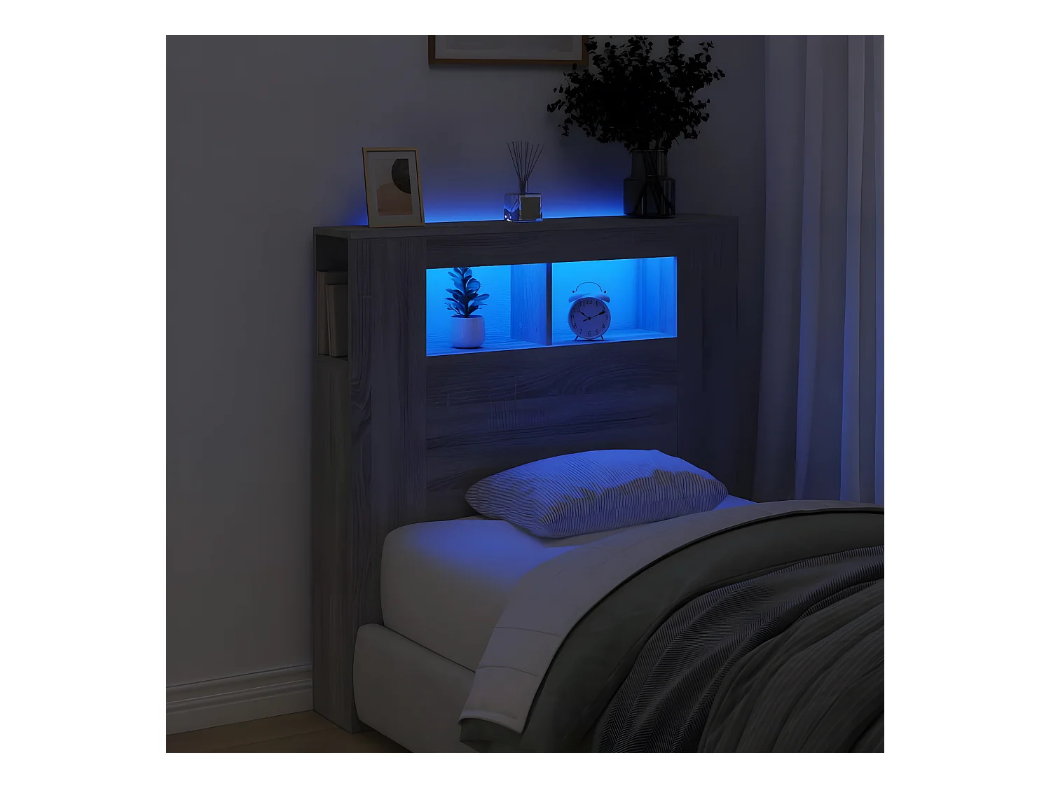 Tête de lit à LED sonoma gris 100x18,5x103,5 bois ingénierie