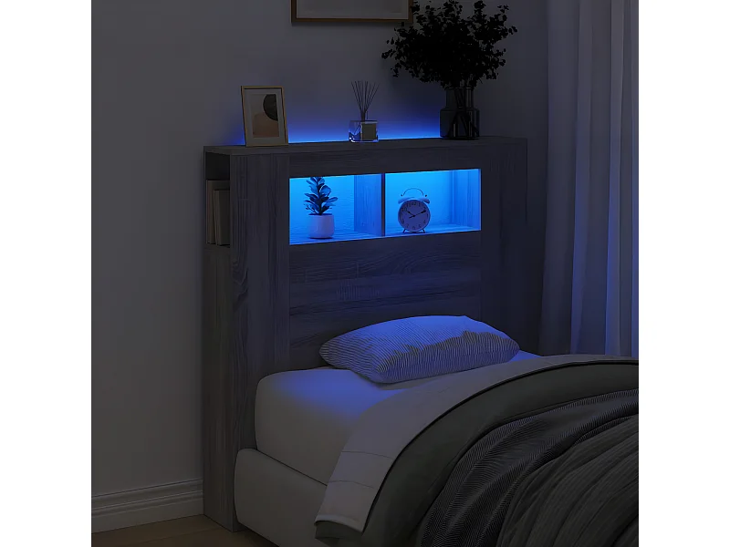 Tête de lit à LED sonoma gris 100x18,5x103,5 bois ingénierie