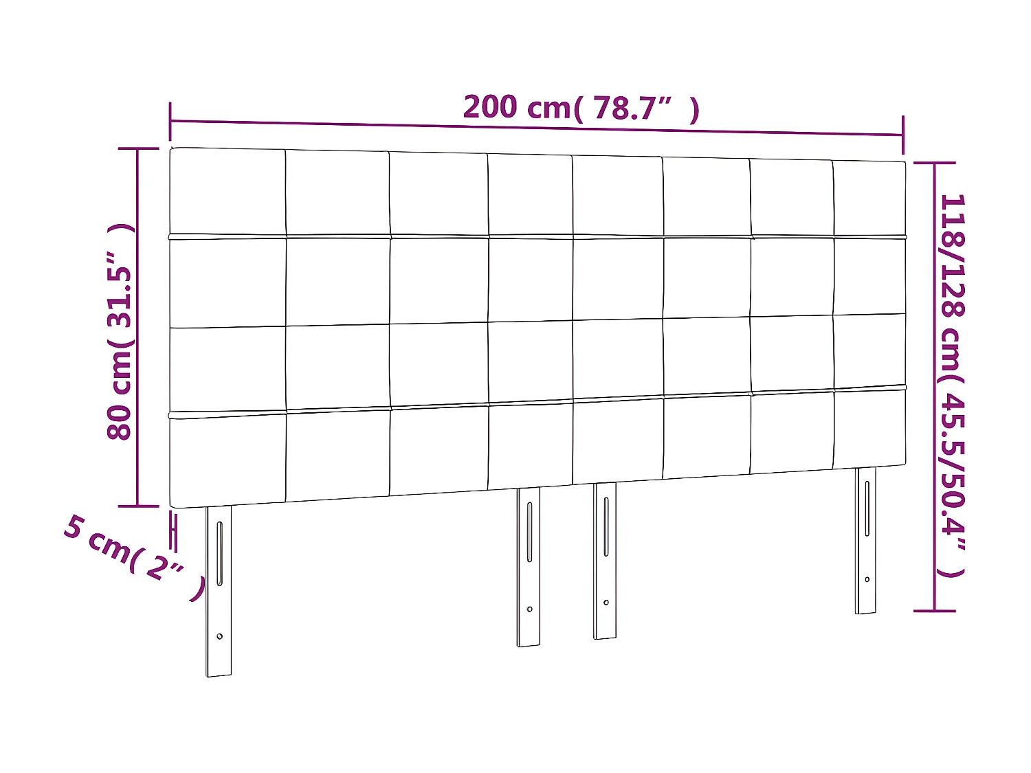 Têtes de lit 4 pcs Noir 100x5x78-88 Velours