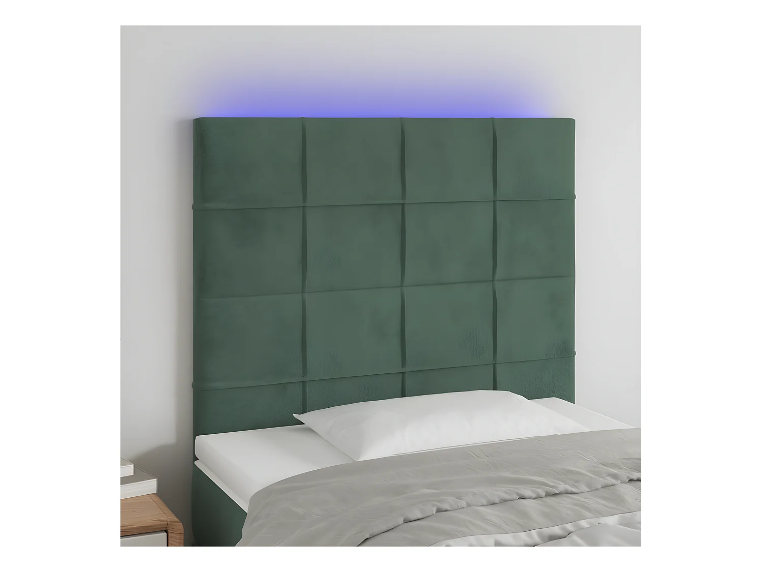 Tête de lit à LED Vert foncé 100x5x118-128 Velours