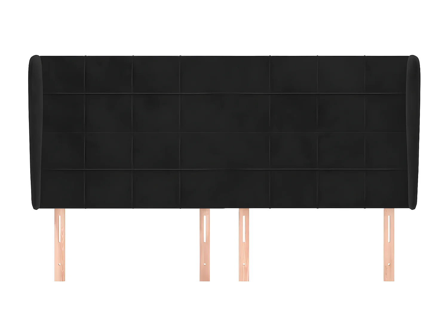 Tête de lit avec oreilles Noir 203x23x118-128 Velours