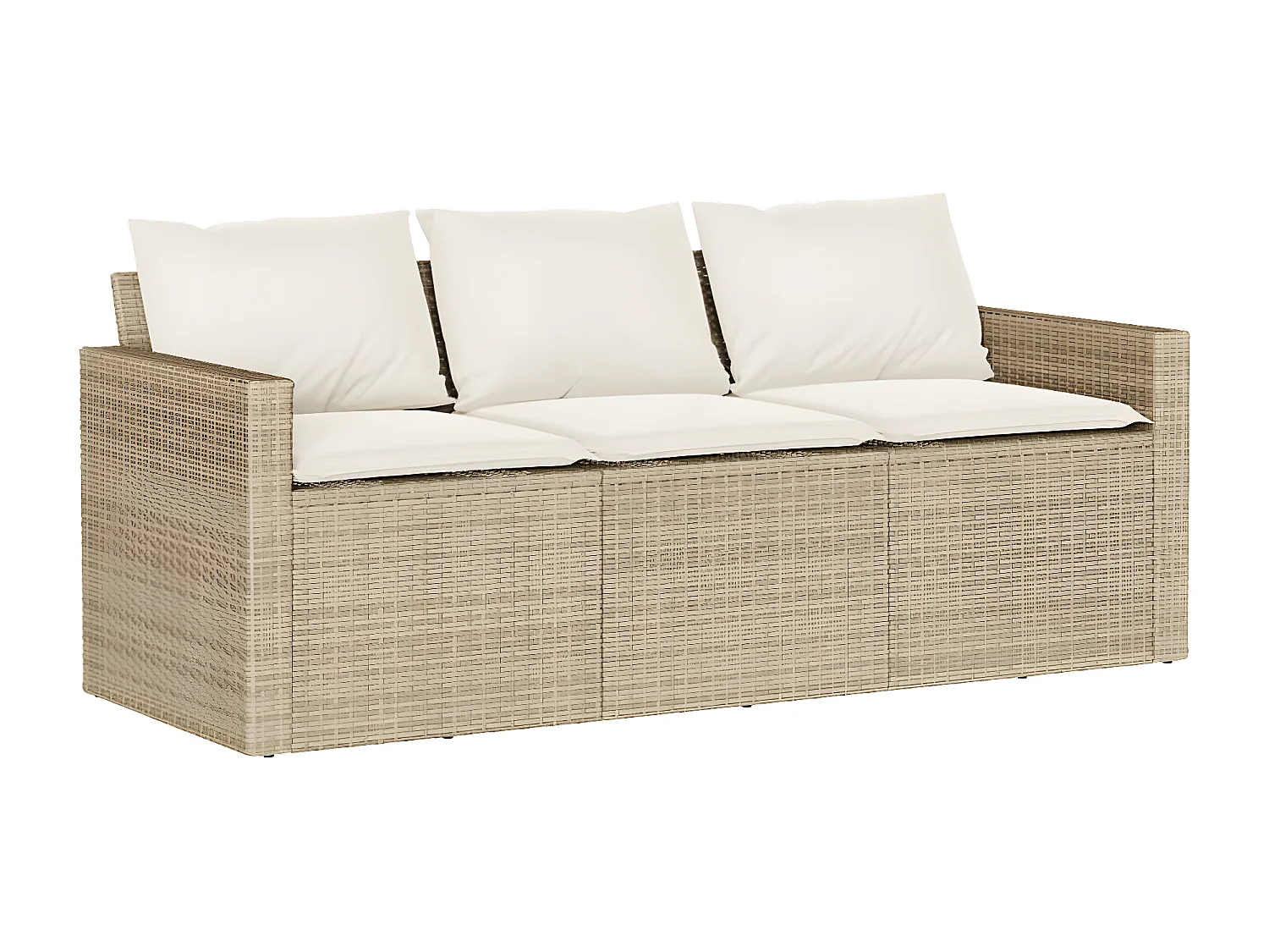 Ensemble à manger de jardin et coussins 2 pcs beige poly rotin