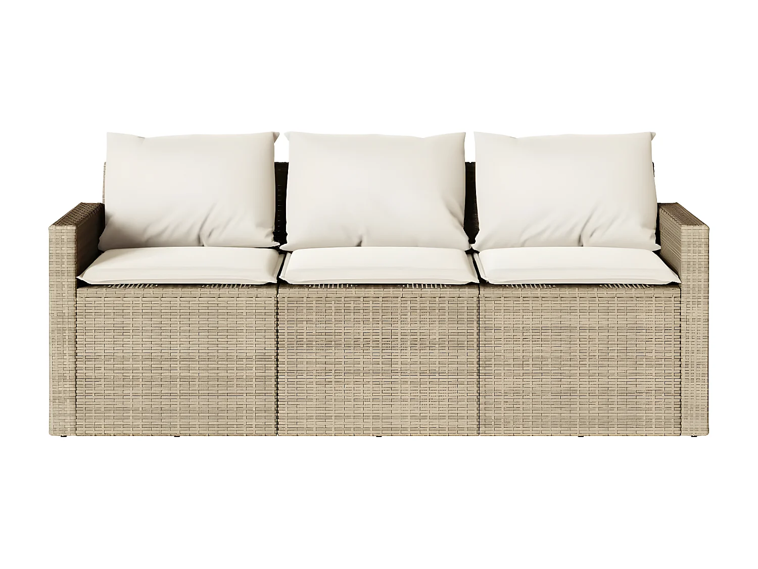 Ensemble à manger de jardin et coussins 2 pcs beige poly rotin