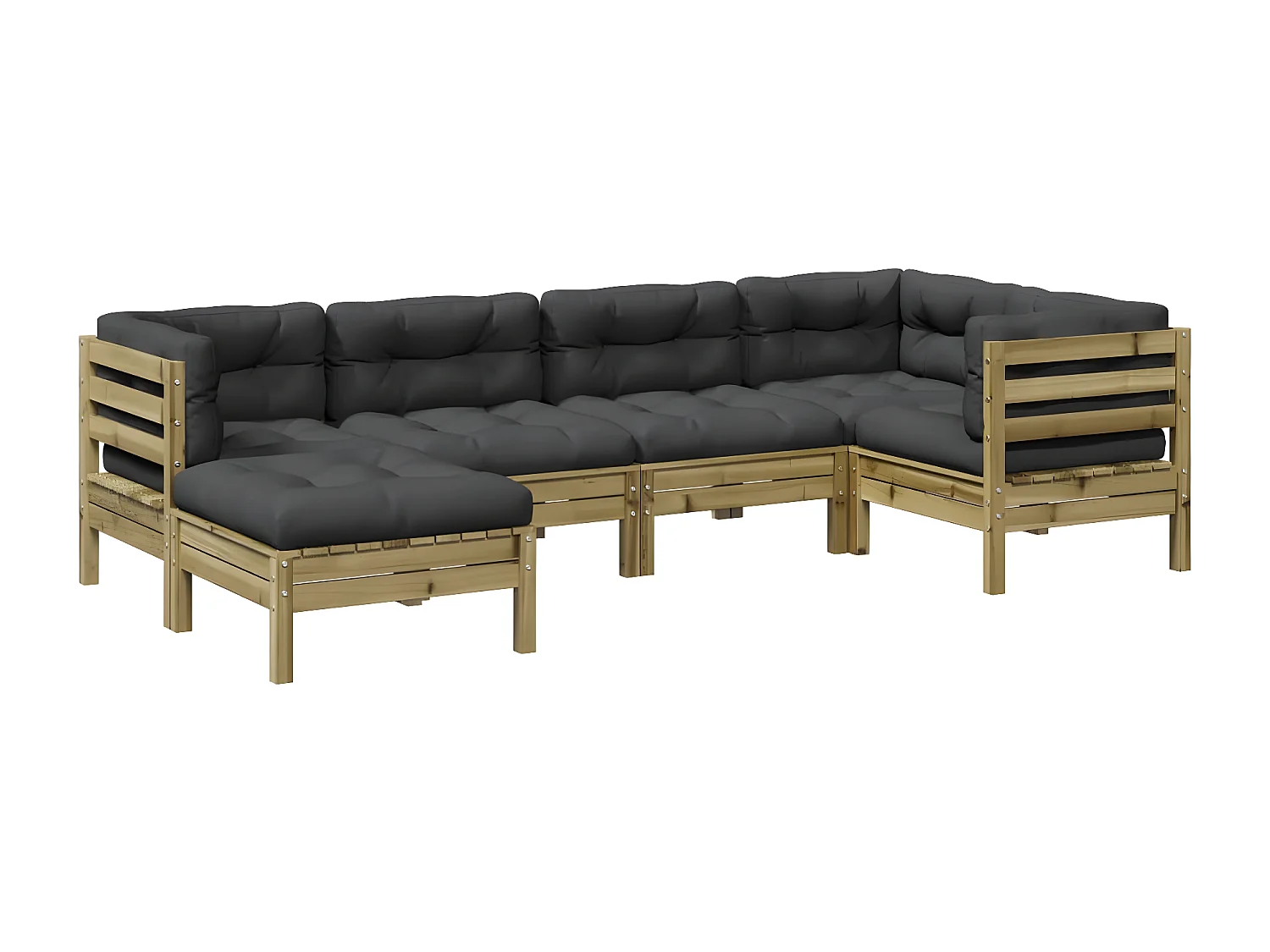 Salon de jardin 6 pcs avec coussins bois de pin imprégné