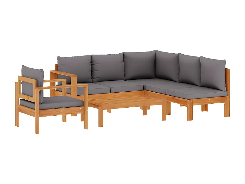 Salon de jardin avec coussins 5 pcs Bois d'acacia solide