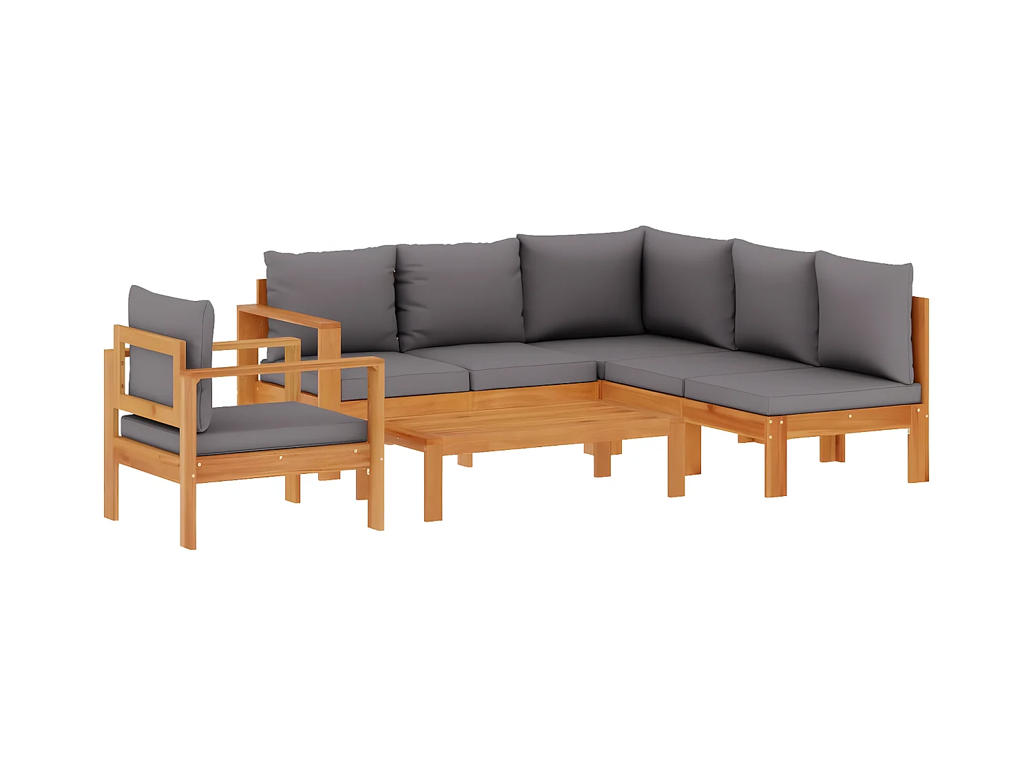 Salon de jardin avec coussins 5 pcs Bois d'acacia solide