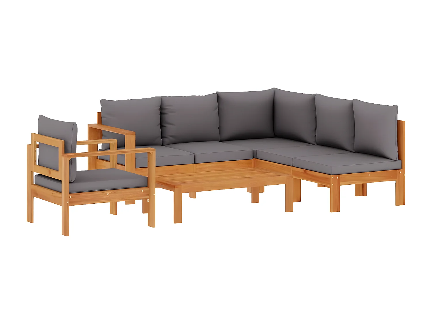 Salon de jardin avec coussins 5 pcs Bois d'acacia solide