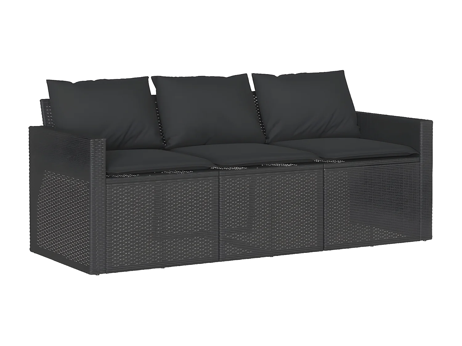 Ensemble à manger de jardin coussins 2pcs noir résine tressée