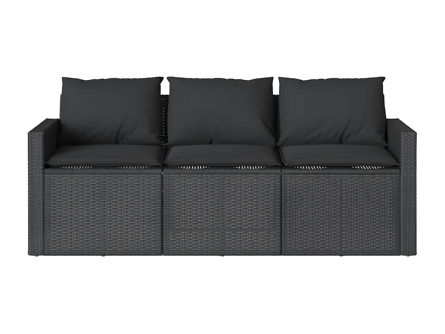 Ensemble à manger de jardin coussins 2pcs noir résine tressée