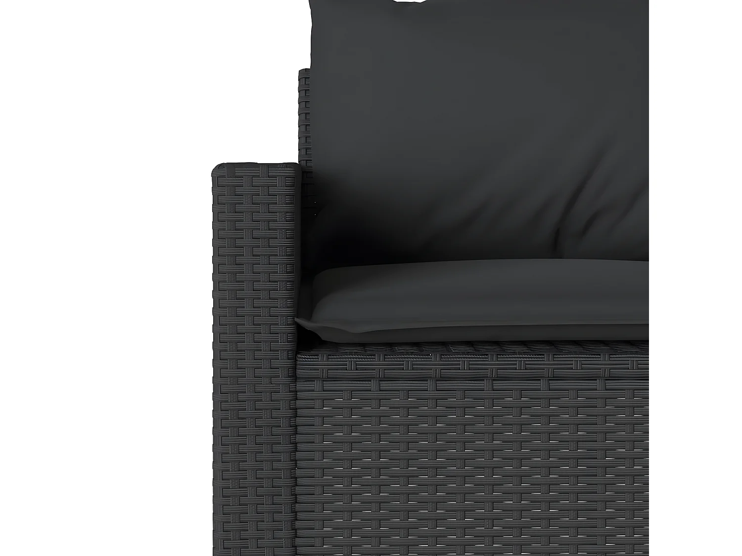 Ensemble à manger de jardin coussins 2pcs noir résine tressée