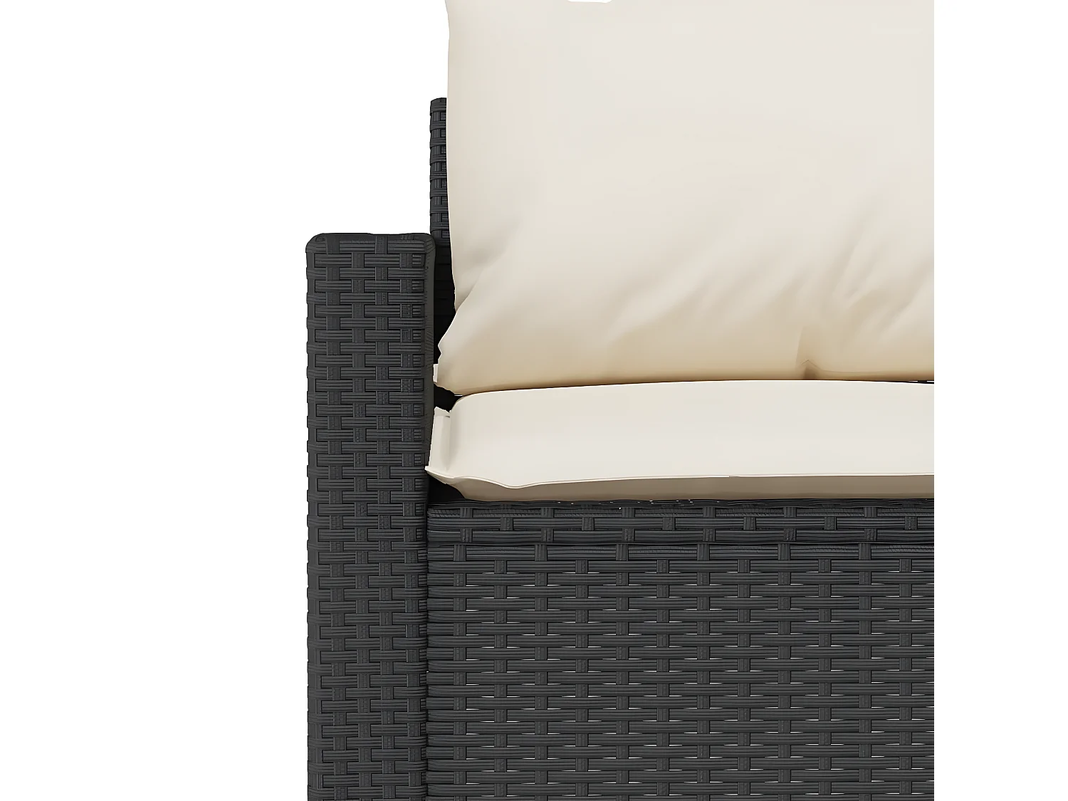 Ensemble à manger de jardin coussins 2pcs noir résine tressée